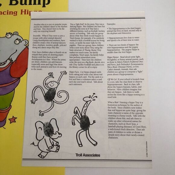 thump bump tiny the dancing hippo by janet craig giant reader teacher classroom - Picture 2 of 7
